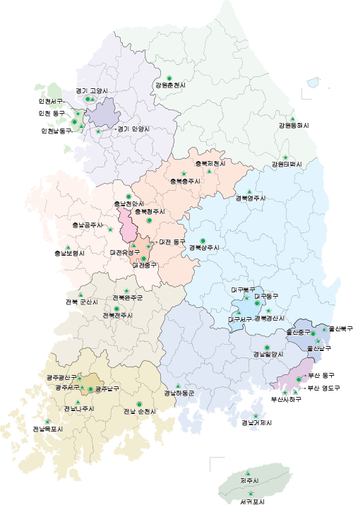 광역지자체 선정(44) 시·도, 대상지역 지도